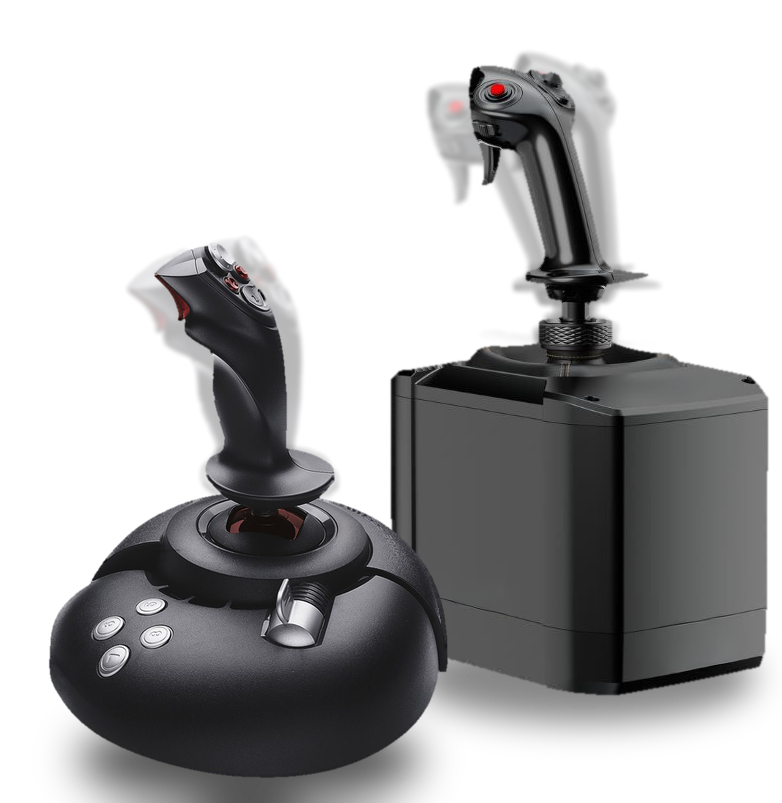 A Microsoft SideWinder Force Feedback 2 and a modern Moza force feedback base